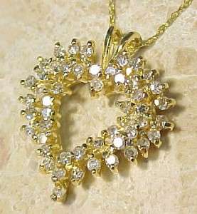 75ctw Diamond 14KT Solid Gold HEART Pendant Necklace 18 NEW  