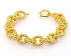 Twisted Technibond Rope Link Bracelet 14K Yellow Gold Clad Silver 925