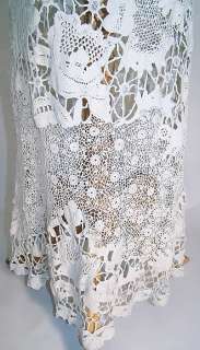 FAB Vintage 1920s Antique White Irish Crochet Lace Drop Waist Slip 