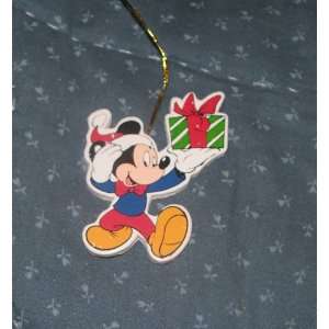 Disney Mickey Mouse w. Gift Wooden Christmas Ornament  New 