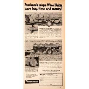  1964 Ad Farmhand Wheel Rake Farming Equipment Machinery 