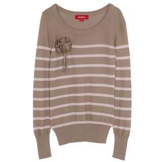 Vancl 2011 fashion trend womens ladies Flower Decoreated Striped Knit 