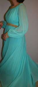   vtg sz 14 mod 6 formal party dress aqua turquoise prom bridesmaid gown