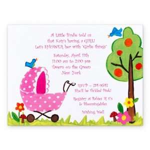  Pink Polka Dot Buggy Baby Shower Invitation Health 