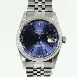 Rolex Oyster Perpetual Datejust Watch 16220 Mens Blue Face Jubilee 