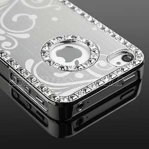 Luxury Bling Chrome Aluminum Diamond Hard Case Cover F iPhone 4 4S 