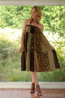 Vtg GAUZY Floral PATCHWORK Mini Dress or MAXI Skirt Small/S  