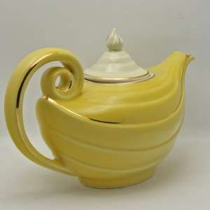 Hall Aladdin Lamp Art Deco Streamlined Teapot Standard Gold Yellow 