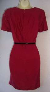 FROCK TRACY REESE Red Silk Short Sleeve Lined Belted Versatile Dress 