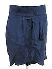 DESIGNER Navy Blue Silk Trumpet Knee Length Skirt Sz S  