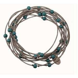  Piano Wire Bracelet   Silver Turquoise Jewelry