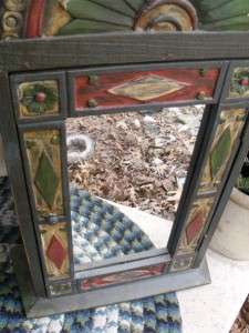   Hand Carved Wood Folk Art Vanity Mirror Medicine Cabinet WOW  