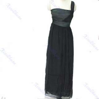   contact us women one shoulder tulle evening gowns long dress black