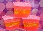 Handmade♥4.4 oz Glycerin `Layered `♥Glittery Soap♥Strawberry 