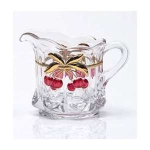 Mosser Glass Cherry Creamer Pitcher   Crystal Decorated  
