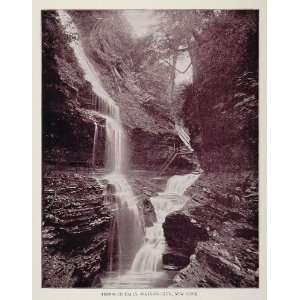  1893 Duotone Print Terraced Falls Watkins Glen New York 