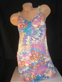 New PJ SALVAGE Bright Peacock Beaded Modal Dress M HOT  