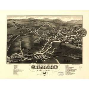  Historic Panoramic Map Birds eye view of Whitefield, Coos 