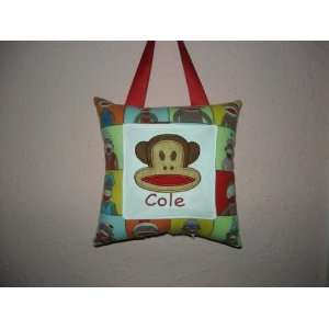   Monkey Monogrammed and Appliqued Tooth Fairy Pillow 