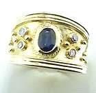 85ct Vintage Sapphire RING Band in 14k Gold with .15cttw Diamond Size 