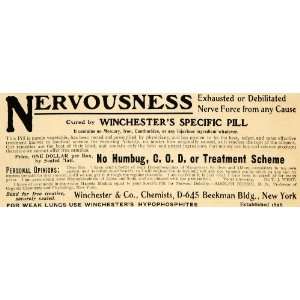  1904 Ad Winchester Specific Pill Nervous Debilitation 