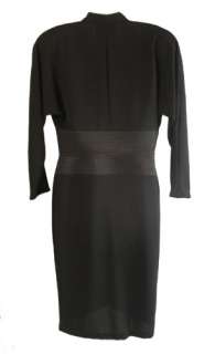 Daymor Couture Black Crepe Evening Cocktail Wrap Dress Size 8 Stunning 