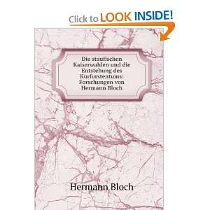   Kurfurstentums Forschungen von Hermann Bloch Hermann Bloch Books