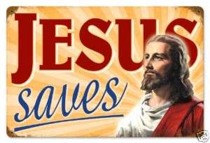 Jesus Saves beautiful Christian vintaged metal sign  