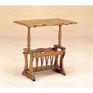  Oak Veneer Wood Tea Table with Magazine Rack