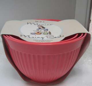 NWT Set of 3 Deep PINK MELAMINE Mixing or Serving Bowls  