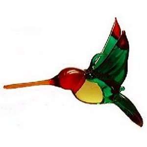  Hummers Hand Blown Glass Hummingbird, Colored
