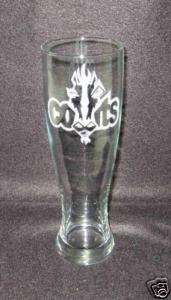 Indianapolis Colts Glass   2 New Etched Beer Glasses  
