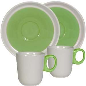  Loveramics Marshmallow Cup and Saucer, Green, Set of 2 