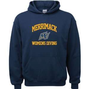 Merrimack Warriors Navy Youth Womens Diving Arch Hooded Sweatshirt 