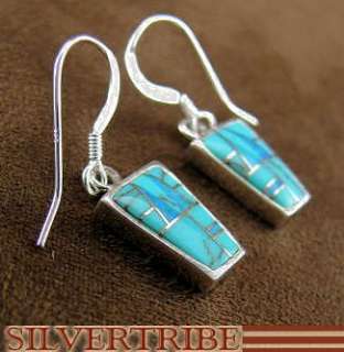 Turquoise & Created Opal Inlay Earrings Hook Jewelry  