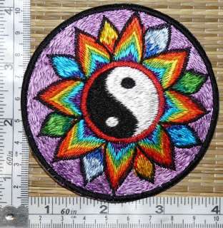 Inch Embroidered Yin Yang Mandala Purple back Patch  
