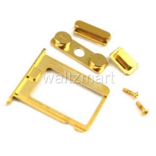 New OEM Apple iPhone 4 4G Gold Metal Mid Frame Chassis Bezel + Parts 