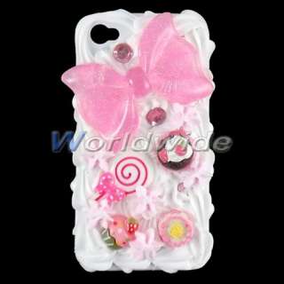   Bowknot Milk Skin Cream Soft Rubber Hard Case Cover For iPhone 4G 4S