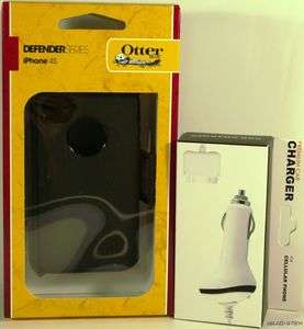 Newest Otterbox Defender black Case for iPhone 4S 4 FREE CHARGER FAST 