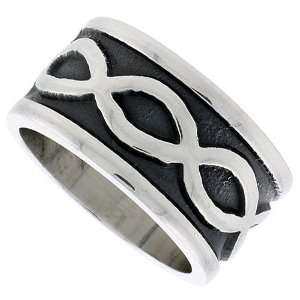  11 mm) Sterling Silver Hand Made Infinity Design Ring size 10 Jewelry