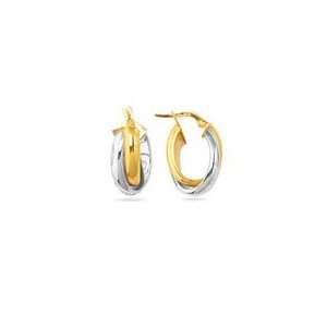  Intertwined Thick Hoop Earrings in 14K Two Tone Gold 