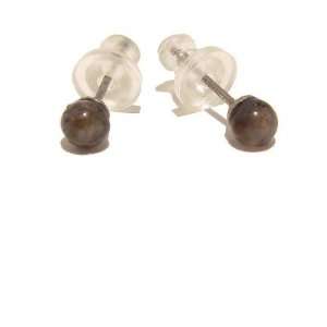  Iolite Earrings 04 Stud Orb Indigo Gemstone Steel Crystal 