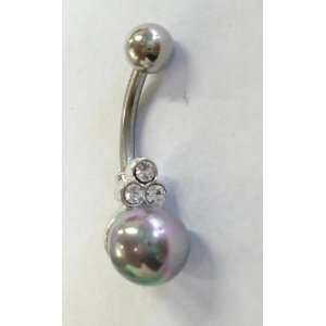  3 Gems Ionize Pearl Belly Ring 