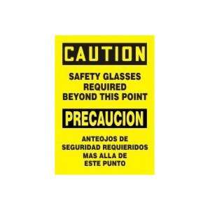  SAFETY GLASSES REQUIRED BEYOND THIS POINT (BILINGUAL) Sign 