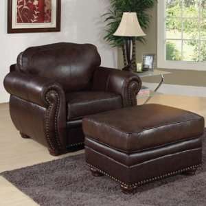 Abbyson Living Berkley 2 Piece Premium Italian Leather Armchair and 