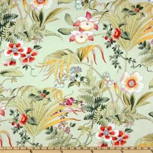   Jamaica Sateen Floral Aqua Fabric By The Yard Arts, Crafts & Sewing