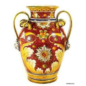  MAJOLICA RUBINO Large vase/urn with two handles. [#1380 
