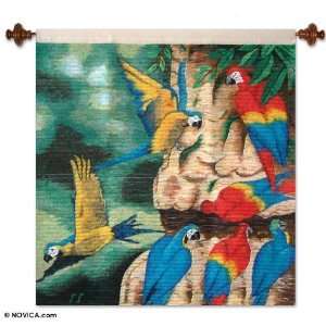  Wool tapestry, Jungle Macaws