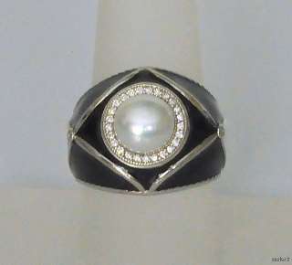 New ZASHA by JUDE FRANCES Pearl Enamel Diamond Ring 7  