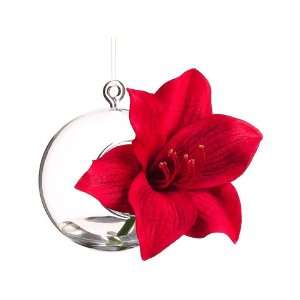  4.5 Amaryllis in Glass Vase Ornament Red (Pack of 6)